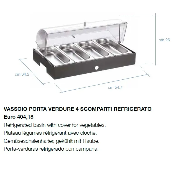 Pinti Vassoio Porta Verdure 4 scomparti  Refrigerato art.F1802820